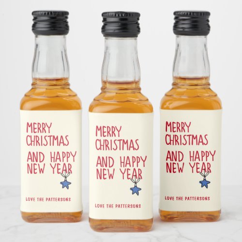 Merry Christmas Simple Modern Typography Liquor Bottle Label