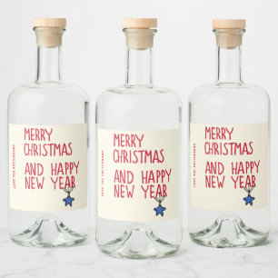 Merry Christmas Simple Modern Typography Liquor Bottle Label