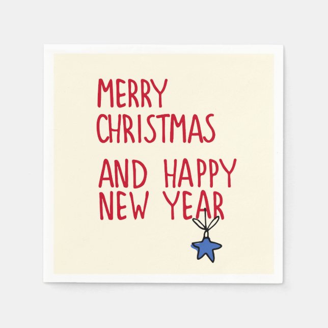 Merry Christmas Simple Modern Typography Napkins (Front)
