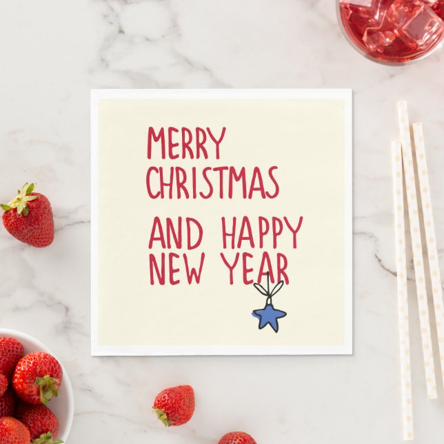 Merry Christmas Simple Modern Typography Napkins (Insitu)