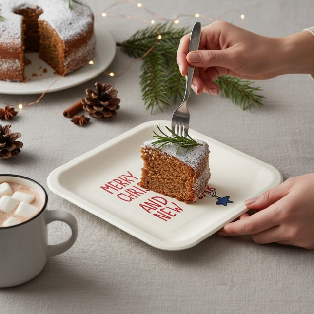 Merry Christmas Simple Modern Typography Paper Plates (Creator Uploaded)