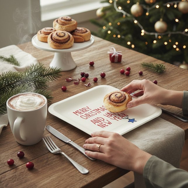 Merry Christmas Simple Modern Typography Paper Plates (Creator Uploaded)