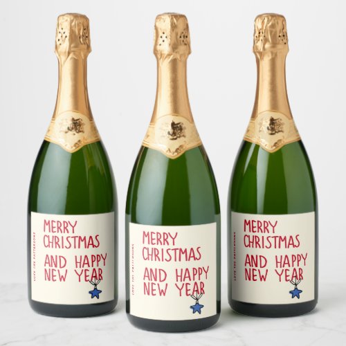 Merry Christmas Simple Modern Typography Sparkling Wine Label