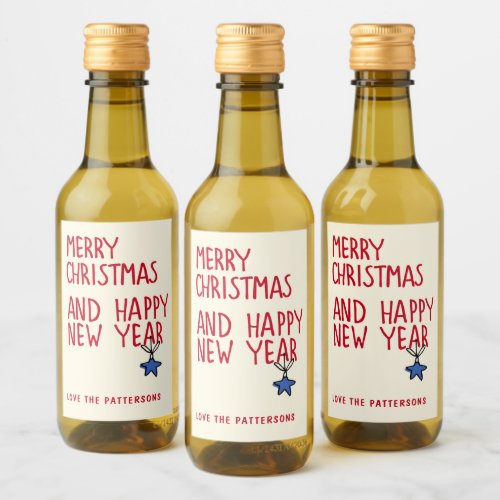 Merry Christmas Simple Modern Typography Wine Label