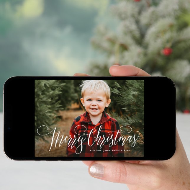 Merry Christmas simple one photo family Holiday Card (Front Digital)