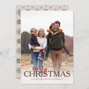 Merry Christmas Simple Photo Elegant Neutral Star Holiday Card