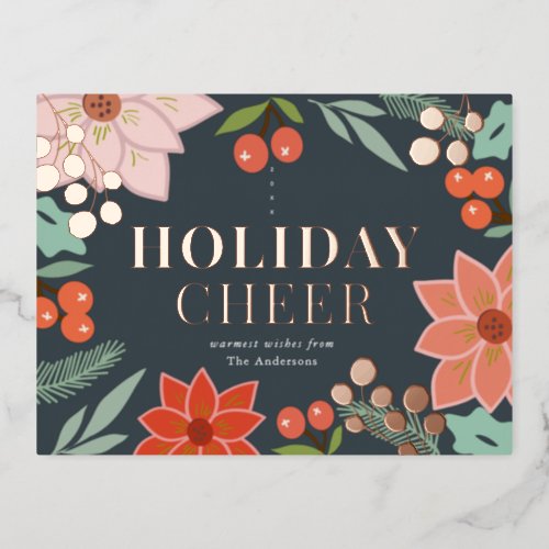 Merry Christmas Simple Photo Foil Holiday Postcard