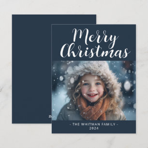 Merry Christmas Simple Photo Modern Holiday Card