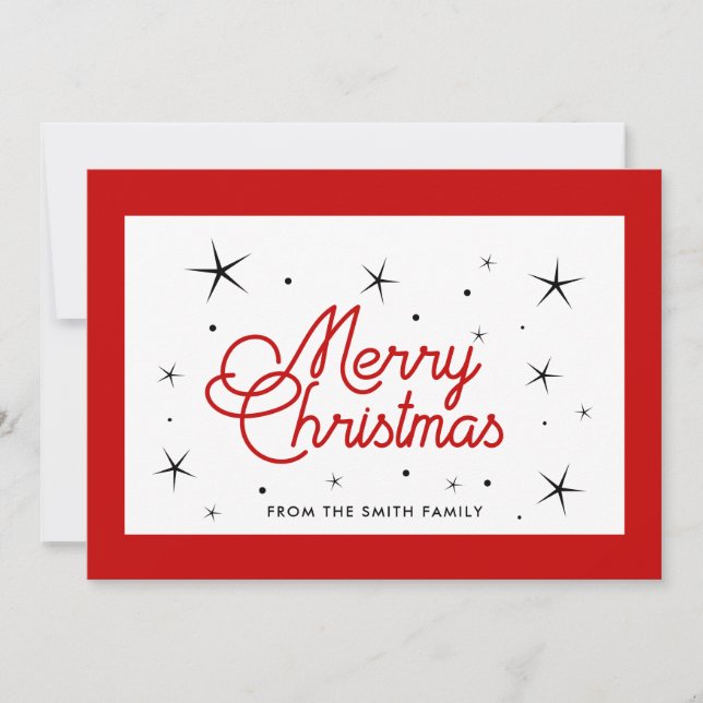 Merry Christmas simple red and white Holiday Card (Front)