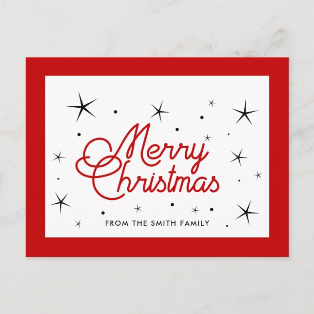 Merry Christmas simple red and white Postcard (Front)