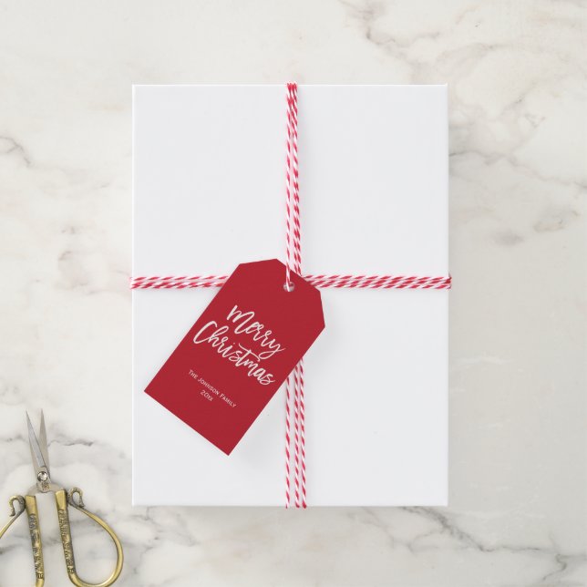 Merry Christmas Simple Red Gift Tags (With Twine)