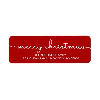 Merry Christmas Simple Red Hand Lettered Label