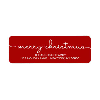 Merry Christmas Simple Red Hand Lettered Label