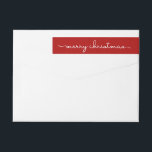 Merry Christmas Simple Red Hand Lettered Wrap Wrap Around Label<br><div class="desc">Modern script text for personalized return address wrap-around labels. Just add your name and address to create a fun and festive decoration for holiday greeting cards and packages.</div>