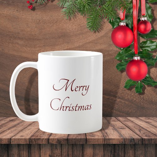 Merry Christmas Simple Red Script Typography  Coffee Mug