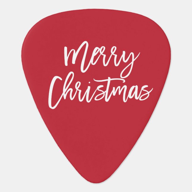 Merry Christmas Simple Red Standard Guitar Picks (Front)