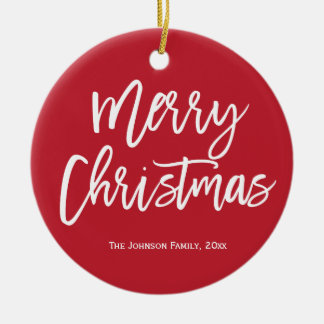 Merry Christmas Simple Red Tree Ornament
