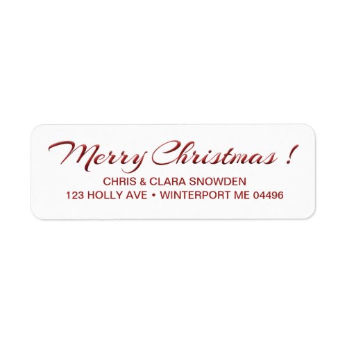 Merry Christmas Simple Red  White Holiday Label