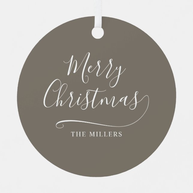 Merry Christmas Simple Script Metal Ornament (Front)