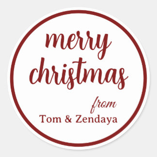 Merry Christmas Simple Stylish Modern Minimal Mono Classic Round Sticker