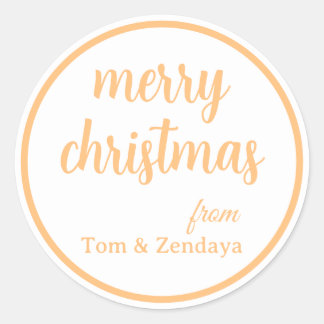Merry Christmas Simple Stylish Modern Minimal Mono Classic Round Sticker