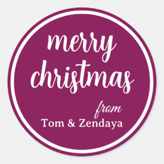 Merry Christmas Simple Stylish Modern Minimal Mono Classic Round Sticker