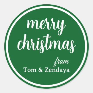 Merry Christmas Simple Stylish Modern Minimal Mono Classic Round Sticker