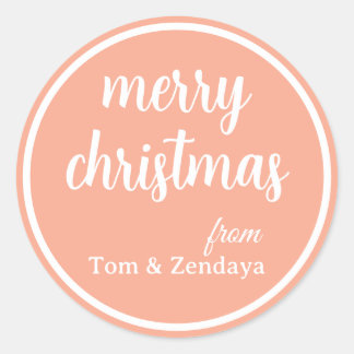 Merry Christmas Simple Stylish Modern Minimal Mono Classic Round Sticker