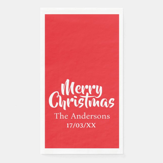 Merry Christmas Simple Stylish Modern Minimal Mono Paper Guest Towels (Front)