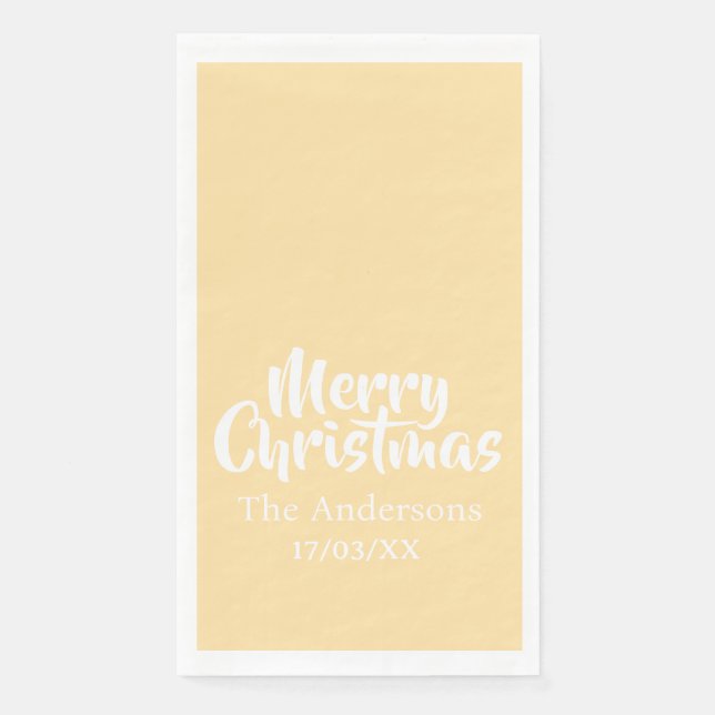 Merry Christmas Simple Stylish Modern Minimal Mono Paper Guest Towels (Front)