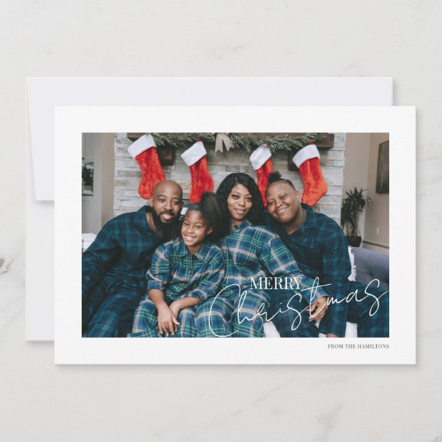 Merry Christmas Simple Typography Photo Holiday Card (Front)