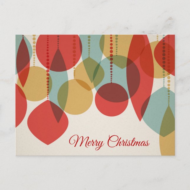 Merry Christmas Simplified Retro Ornaments Holiday Postcard (Front)