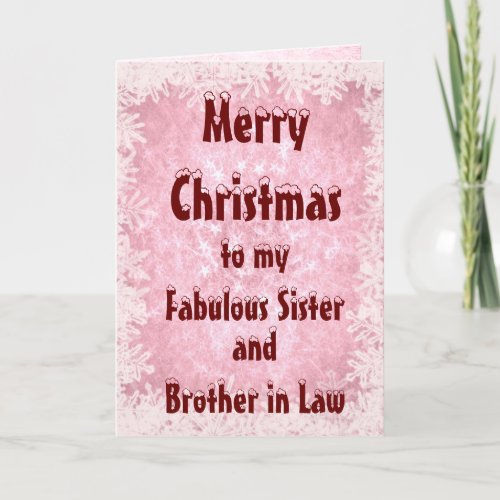 Merry Christmas Sister and Brother in Law Card