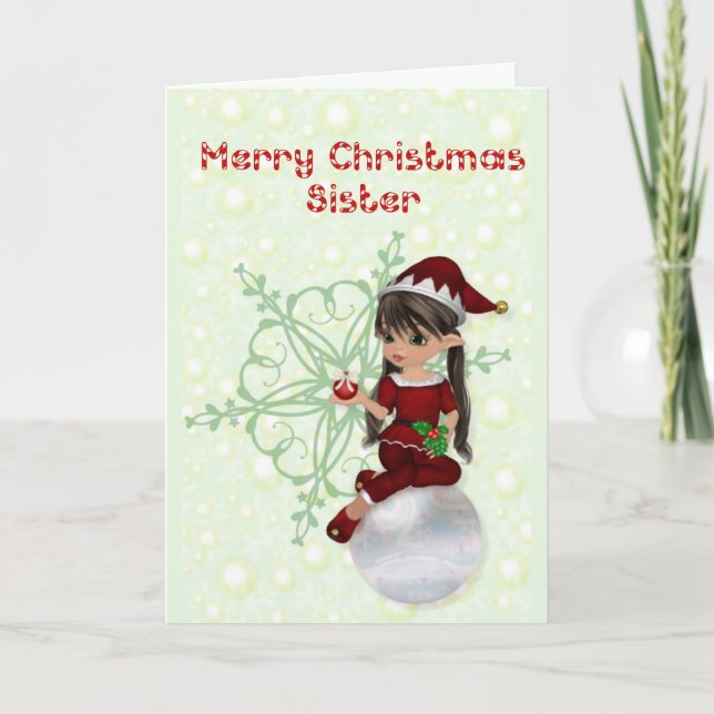 Merry Christmas Sister Holiday Card (Front)