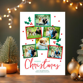 Merry Christmas Six Photo Collage Christmas Card