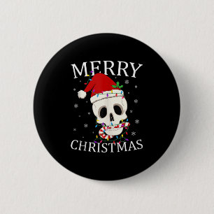 Merry Christmas Skeleton Skull Xmas Lights Men Wom Button