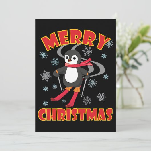 Merry Christmas Skiing Penguin (Standing Front)