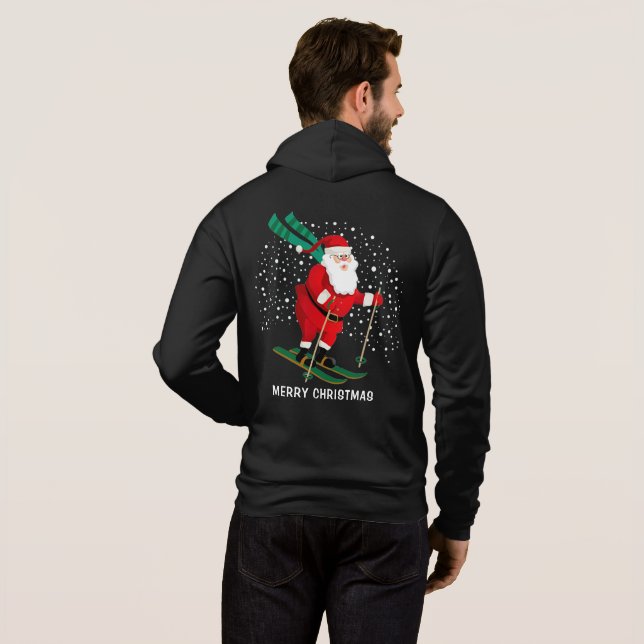 Merry Christmas Skiing Santa Winter Personalized Hoodie (Back Full)