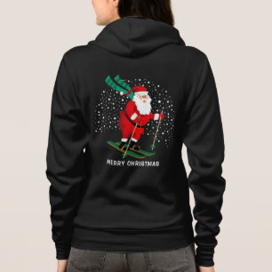 Merry Christmas Skiing Santa Winter Personalized Hoodie