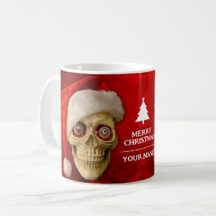 Merry Christmas. Skull wearing Santa hat Coffee Mug
