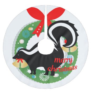Merry Christmas Skunk Tree Skirt by funnychristmas at Zazzle