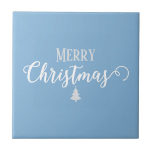 Merry Christmas Sky Blue Solid Color #85b5da Ceramic Tile