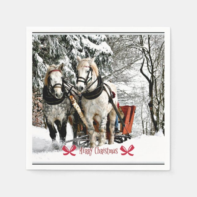 Merry Christmas! Sleigh Ride in the Country Napkins (Front)