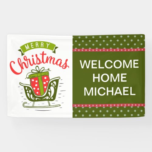 Merry Christmas Sleigh Welcome Home Red Green  Banner