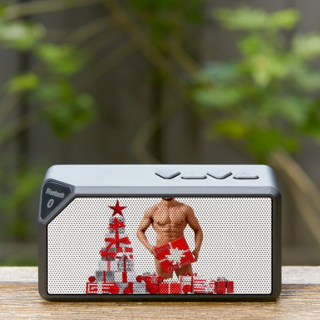 Merry Christmas SlipperyJoe red white silver gift  Bluetooth Speaker (Insitu(Outdoor))