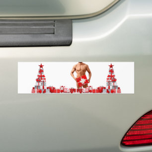 Merry Christmas SlipperyJoe red white silver gift Bumper Sticker