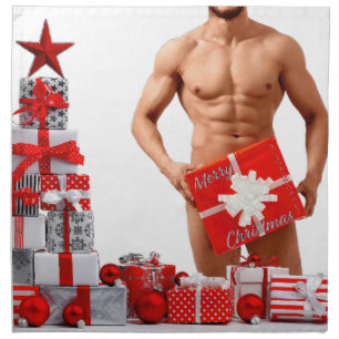 Merry Christmas SlipperyJoe red white silver gift Cloth Napkin