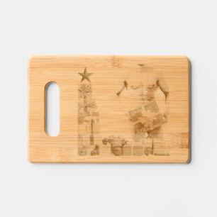 Merry Christmas SlipperyJoe red white silver gift  Engraved Cutting Board