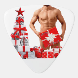 Merry Christmas SlipperyJoe red white silver gift Guitar Pick