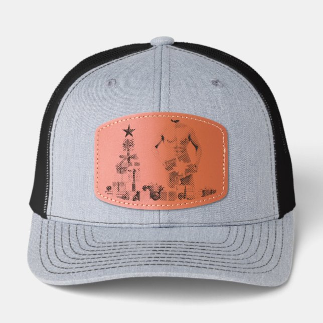 Merry Christmas SlipperyJoe red white silver gift  Leather Patch Hat (Front)